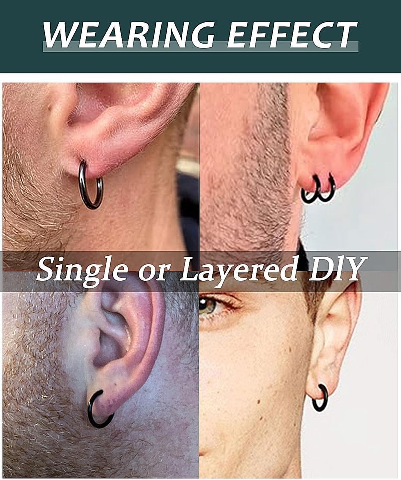 AMASIS Hypoallergenic Surgical Steel Earrings Sets for Sensitive Ears Lightweight Small Huggie Hoop Earrings 20G Stainless Steel Opal Ball Pearl CZ Flat Back Earrings for Women Men Trendy Cartilage Earrings Hoop Stud - Image 4